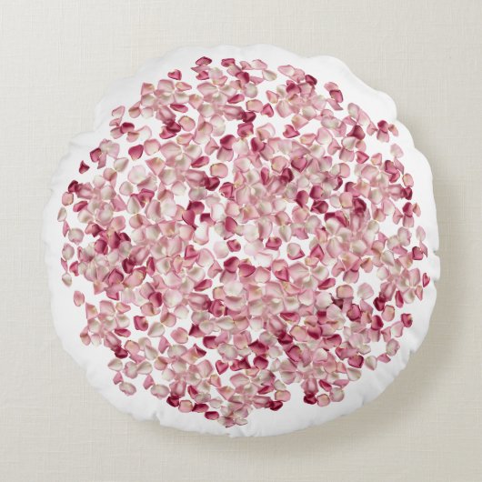 小さな赤いバラの花弁 ラウンドクッション (正面)