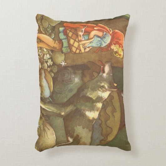 小さな赤い乗馬のフード、ヴィンテージ童話 アクセントクッション (正面(垂直))