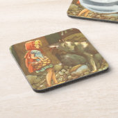 小さな赤い乗馬のフード、ヴィンテージ童話 コースター (左側)