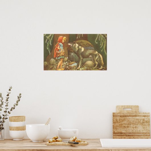 小さな赤い乗馬のフード、ヴィンテージ童話 ポスター (キッチン)