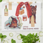 小さな赤い乗馬のフード、紙人形、ルイワーイン キッチンタオル (折り畳み)