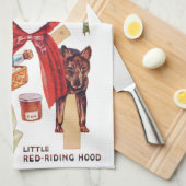 小さな赤い乗馬のフード、紙人形、ルイワーイン キッチンタオル (四つ折り)