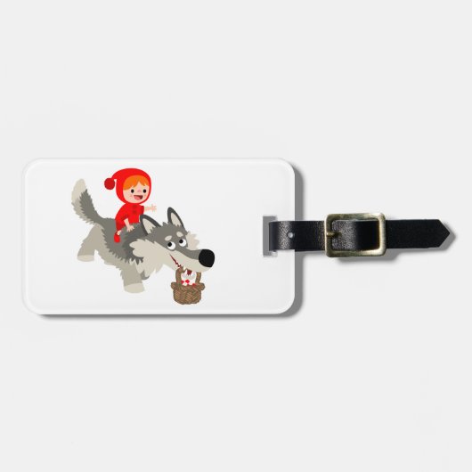 小さな赤い乗馬フードとオオカミの荷札 ラゲッジタグ (正面横)