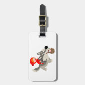 小さな赤い乗馬フードとオオカミの荷札 ラゲッジタグ (正面縦)