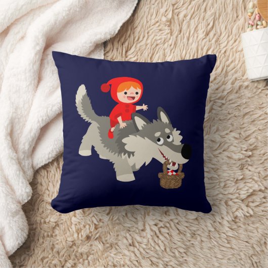 小さな赤い乗馬フードとオオカミ枕 クッション (ブランケット)