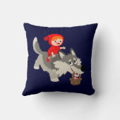 小さな赤い乗馬フードとオオカミ枕 クッション (裏面)