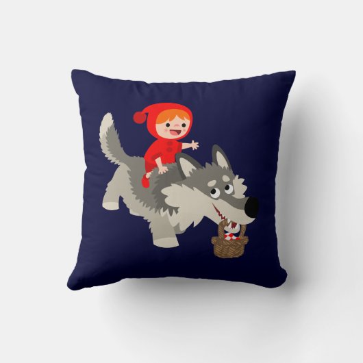 小さな赤い乗馬フードとオオカミ枕 クッション (裏面)