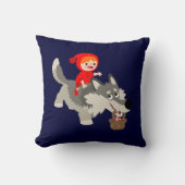 小さな赤い乗馬フードとオオカミ枕 クッション (正面)