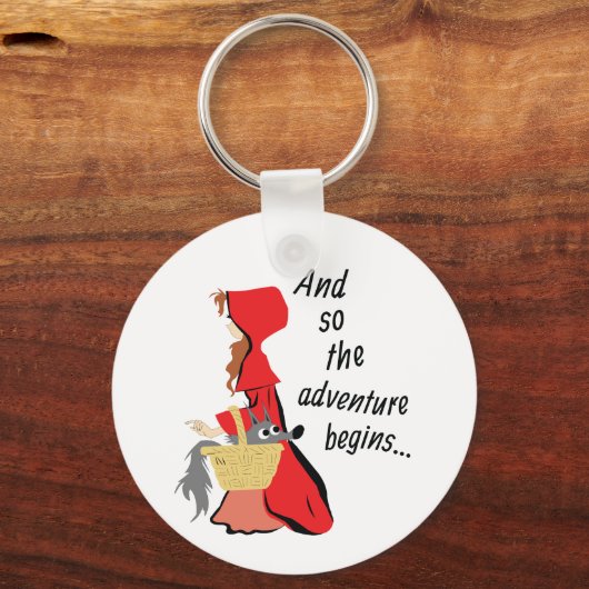 小さな赤い乗馬フードと彼女のオオカミの子犬 キーホルダー (正面)