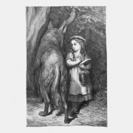 小さな赤い乗馬フードはオオカミ老人に出会う キッチンタオル