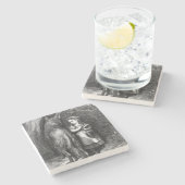 小さな赤い乗馬フードは大きな悪い狼に出会う ストーンコースター (横)