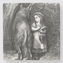 小さな赤い乗馬フードは大きな悪い狼に出会う ストーンコースター