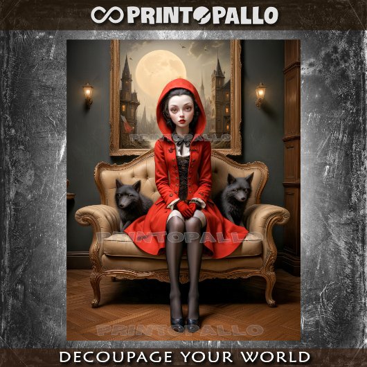 小さな赤い乗馬フードは狼の子供とシックに行く 薄葉紙