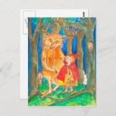 小さな赤い乗馬フードウルフクロウの森 ポストカード (正面/裏面)