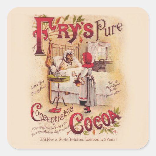 小さな赤い乗馬フードココア スクエアシール (正面)