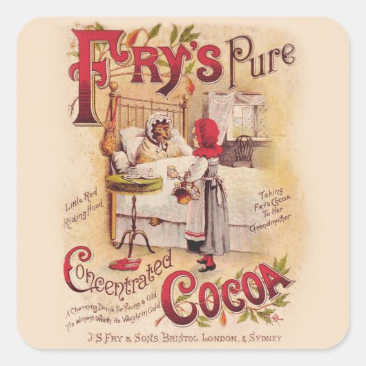 小さな赤い乗馬フードココア スクエアシール (正面)