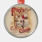 小さな赤い乗馬フードココア メタルオーナメント (正面)