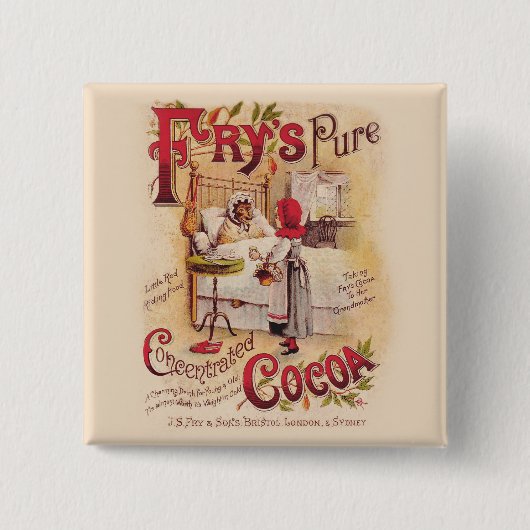 小さな赤い乗馬フードココア 缶バッジ (正面)