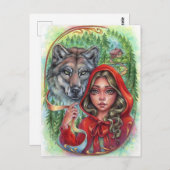 小さな赤い乗馬フードハガキおとぎ話オオカミ ポストカード (正面/裏面)