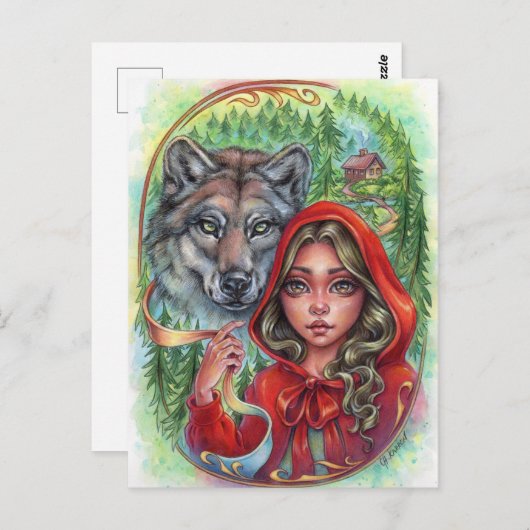 小さな赤い乗馬フードハガキおとぎ話オオカミ ポストカード (正面/裏面)
