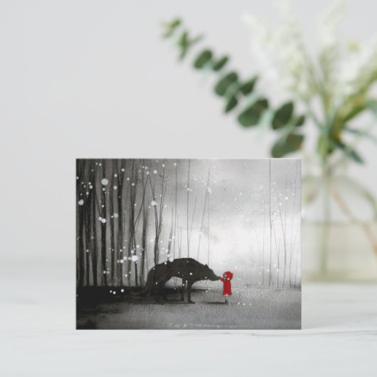 小さな赤い乗馬フードファーストTouch ポストカード (スタンド正面)