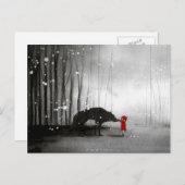 小さな赤い乗馬フードファーストTouch ポストカード (正面/裏面)