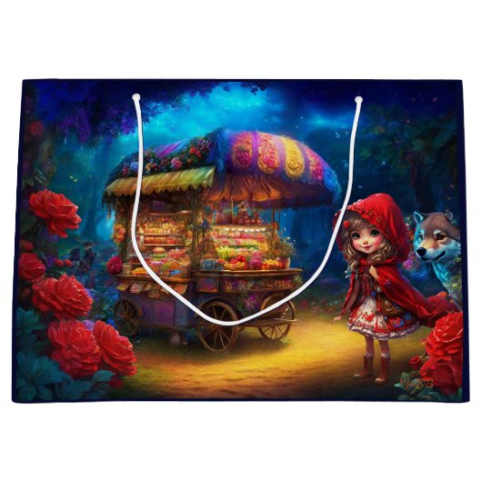 小さな赤い乗馬フード&オオカミのデコパージュ ラージペーパーバッグ (正面)