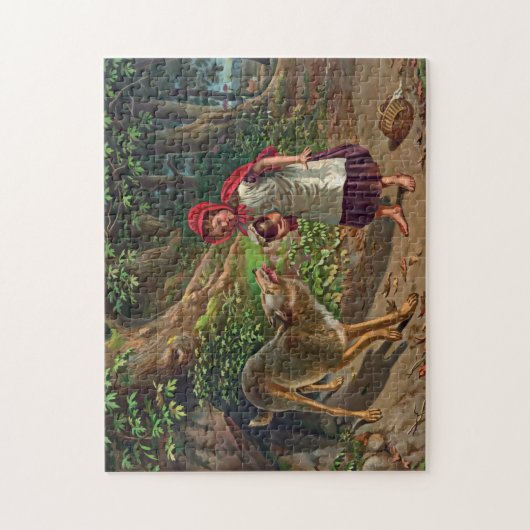 小さな赤い乗馬フード ジグソーパズル (縦)