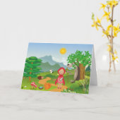 小さな赤い乗馬用フード、グリーティングカード カード (黄色い花)