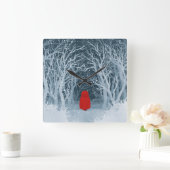 小さな赤い乗馬用フード スクエア壁時計 (ホーム)