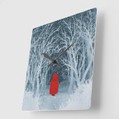 小さな赤い乗馬用フード スクエア壁時計 (傾斜)