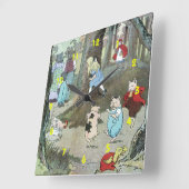 小さな赤い乗馬頭巾:ページの終了 スクエア壁時計 (傾斜)