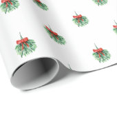 小さな赤い弓と緑のミストレトークリスマスプレゼント ラッピングペーパー (ロールコーナー)