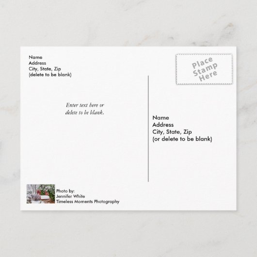 小さな赤い橋のポスト空白のカード ポストカード (裏面)