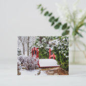 小さな赤い橋のポスト空白のカード ポストカード (スタンド正面)