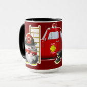 小さな赤い消防車を持つ消防士格言 マグカップ (正面左)