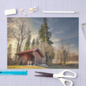 小さな赤い納屋(セラミックポット) 薄葉紙 (クラフト)