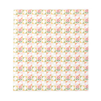 小さな赤い花のキルトブロック ノートパッド