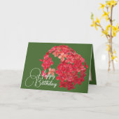 小さな赤い花のクラスタ緑の背景 カード (黄色い花)