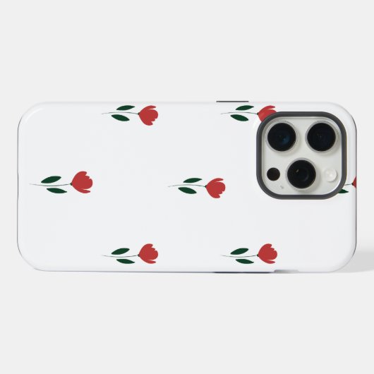 小さな赤い花の模様 iPhoneケース (裏面横)