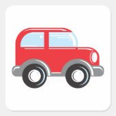 小さな赤い車 スクエアシール (正面)