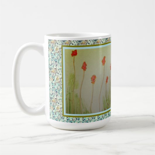 小さな赤い野の花 コーヒーマグカップ (左)