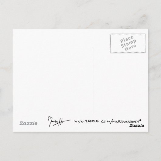 小さな赤い靴の妖精が花に座る ポストカード (裏面)