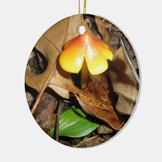 小さな赤い黄色のキノコのクリスマスオーナメント セラミックオーナメント (左)