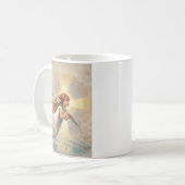 小さな赤ちゃん天使がユリを持っている コーヒーマグカップ (正面左)