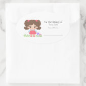 小さな赤ちゃん女の子 – ライブラリのために 楕円形シール (バッグ)