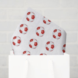 小さな赤と白のサッカーボールのパターン 薄葉紙
