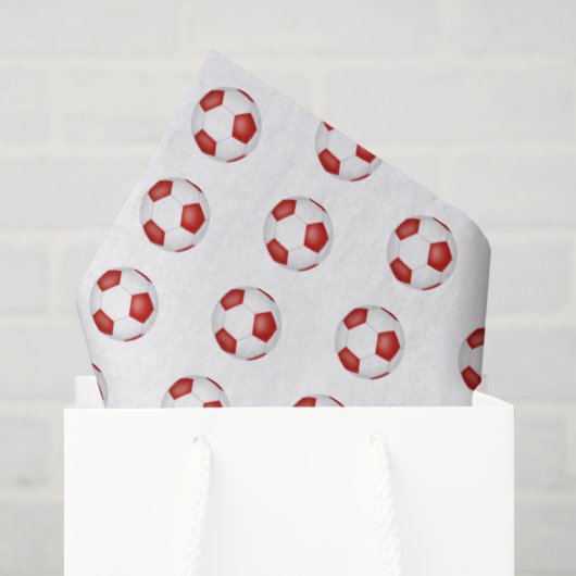 小さな赤と白のサッカーボールのパターン 薄葉紙 (ギフトバッグ)