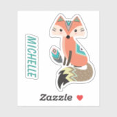 小さな赤の部族キツネと羽毛 シール (シート)