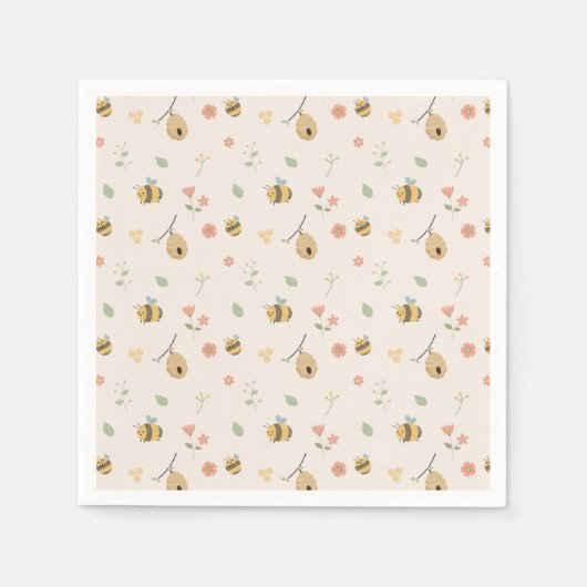 小さな赤ん坊が途中で、蜂の赤ん坊シャワー スタンダードカクテルナプキン (正面)